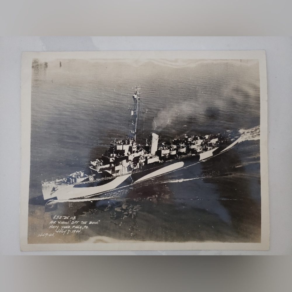Original Photo of USS Clarence L. Evans (DE-113) Destroyer, 1944, WW II